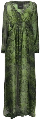 John Richmond Snakeskin-Print Silk Maxi Dress