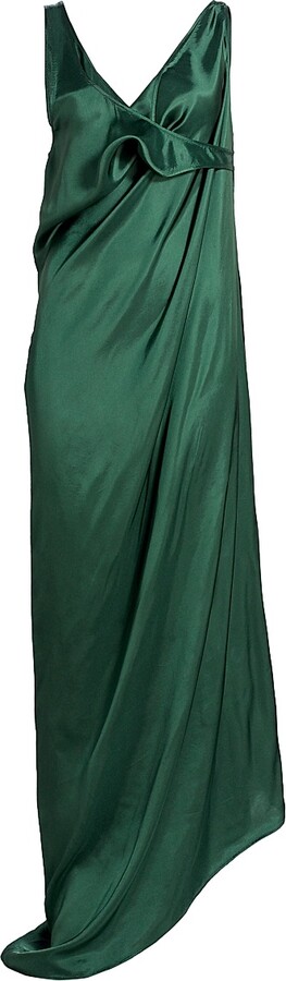 MM6 MAISON MARGIELA Women's Satin Asymmetric Draped Maxi Dress - Green - Size 0