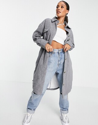 Brave Soul aviana longline oversized shirt jacket shacket - ShopStyle