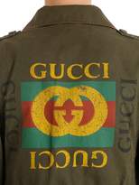 Thumbnail for your product : Gucci Logo Printed Washed Cotton Field Jacket