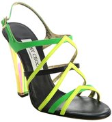 Thumbnail for your product : Jimmy Choo green and navy leather 'Poppy' sandals
