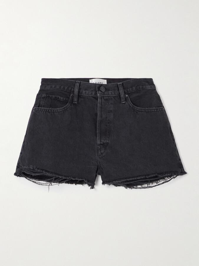Frame The Dare Frayed Denim Shorts - Black