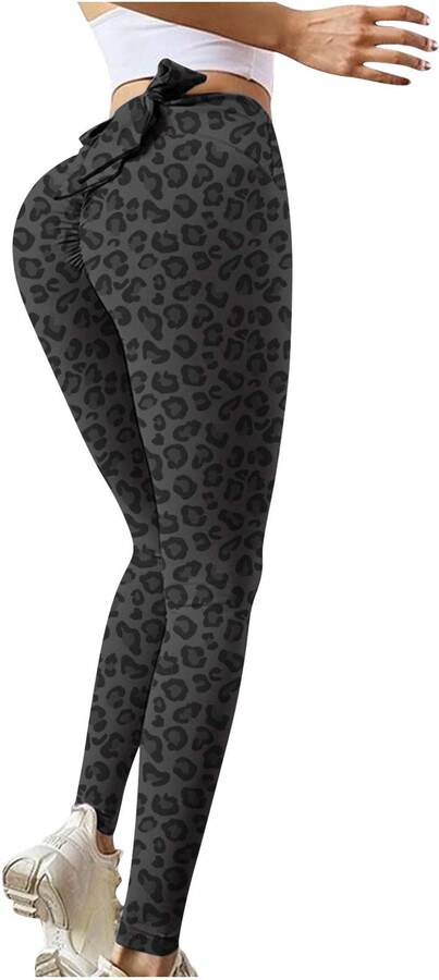 SMILEQ Pants Women Leopard Stitchingt Casual Leggings Sports Gym Running Yoga Athletic Trousers