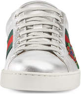 Thumbnail for your product : Gucci Men's New Ace Embroidered Leather Low-Top Sneakers, Silver