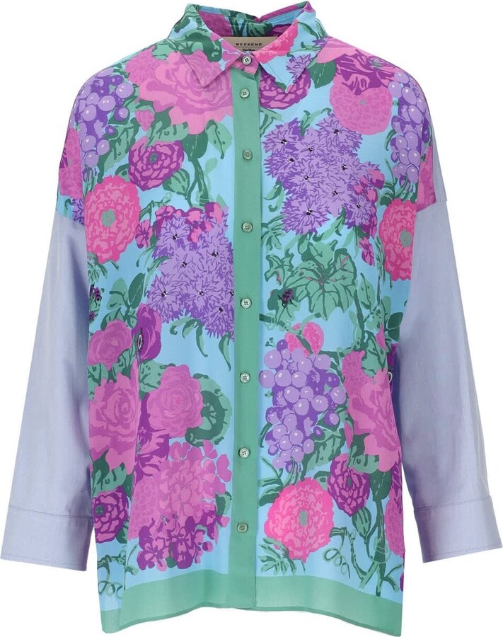 Weekend Max Mara Orata Light Blue Floral Shirt - ShopStyle Tops