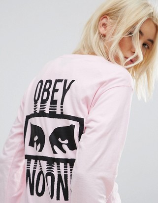 Obey Oversized Long Sleeve T-Shirt With Eyes Back Graphic