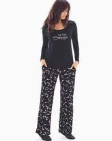 Thumbnail for your product : Cool Nights Scoopneck Long Sleeve Pajama Set Pass The Bubbly Black
