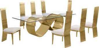 Best Quality Furniture High Class Dining Set With Clear Glass Table And Stainless Steel Frame