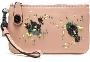 Coach Embellished Leather Pouch