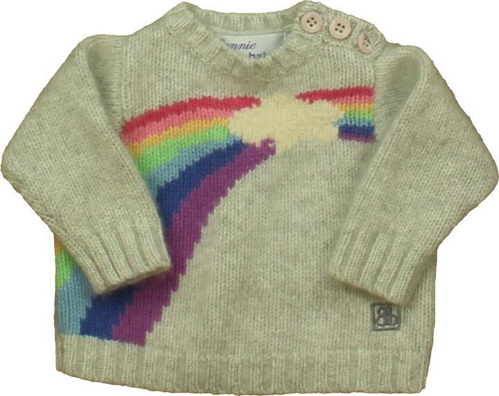 Bonnie Baby Girls Gray Rainbow Sweater