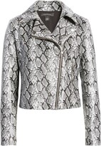 Thumbnail for your product : Halogen Snakeskin Print Faux Leather Moto Jacket
