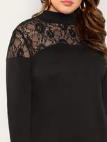 Thumbnail for your product : Shein Plus Floral Lace Neck Dress
