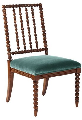 One Kings Lane Barton Spindle Side Chair - Chestnut/Jade Velvet