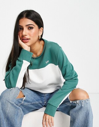 Lee Jeans color block sweatshirt in evergreen - ShopStyle