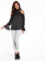 Thumbnail for your product : Bardot Lost Ink Pleated Detail Cuff Top - Black