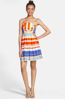 Thumbnail for your product : a. drea Stripe Pleat Fit & Flare Dress (Juniors)