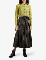 Thumbnail for your product : Ted Baker Talker pleated leather midi skirt