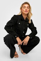 Thumbnail for your product : boohoo Distressed Puff Shoulder Detail Denim Jacket