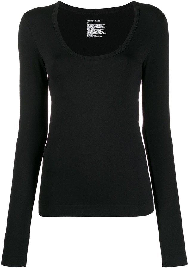 Helmut Lang Scoop Neck Long Sleeve Top - ShopStyle