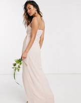 Thumbnail for your product : TFNC bridesmaid exclusive bandeau wrap midaxi dress with pleated detail in light blush