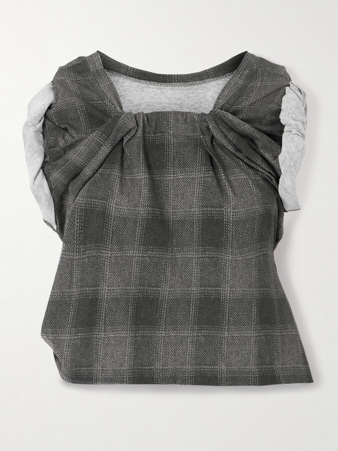 Our Legacy Asymmetric Checked Cotton T-shirt - Gray