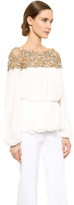 Thumbnail for your product : Marchesa Lace Neck Peplum Blouse
