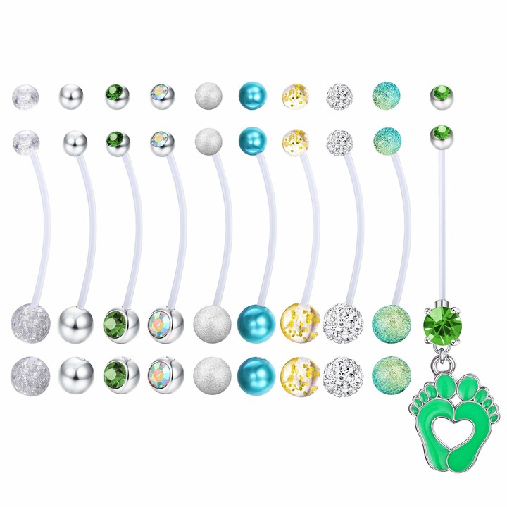 BodyBonita 10PCS Pregnancy Belly Button Rings Clear Flexible Sport