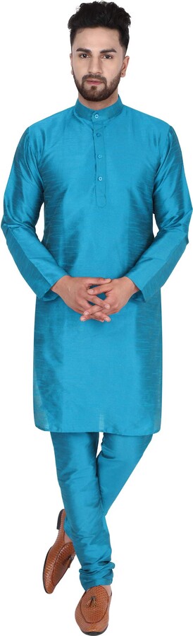 SKAVIJ Kurta Pyjama - Robe De Soirée Festival - Costume Pour Homme Bleu_S
