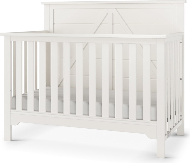 Child Craft Woodland 4-in-1 Convertible Crib, Shiplap Panel Design, 3 Mattress Heights, Brushed Cotton