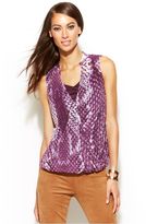 Thumbnail for your product : INC International Concepts Sleeveless Snakeskin-Print Surplice Blouse