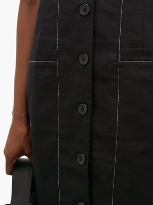 Proenza Schouler White Label Buttoned-sleeve Cotton-blend Twill Dress - Black