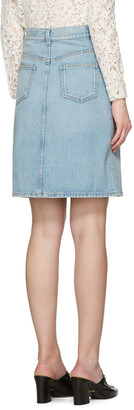 Gucci Blue Denim Embroidered Skirt