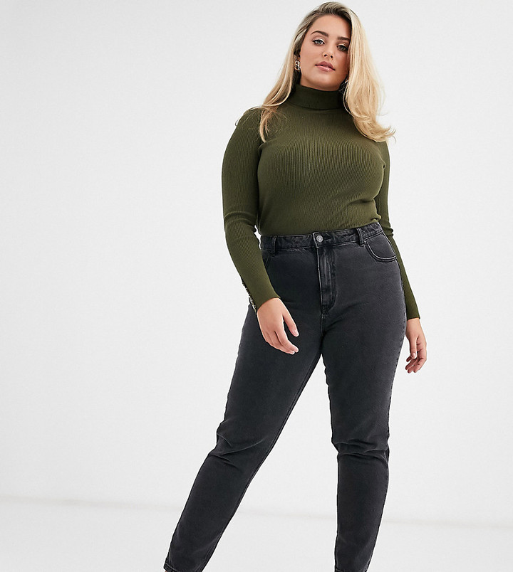 Voorvoegsel Tien biografie Vero Moda Curve mom jeans with high waist in washed black - ShopStyle
