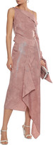 Thumbnail for your product : Roland Mouret Bruce One-shoulder Draped Silk-blend Jacquard Midi Dress