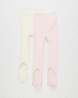 Cotton On Girl's Pink Tights - Tilly Tights - 2-Pack - Kids - Size 8-9YRS at The Iconic