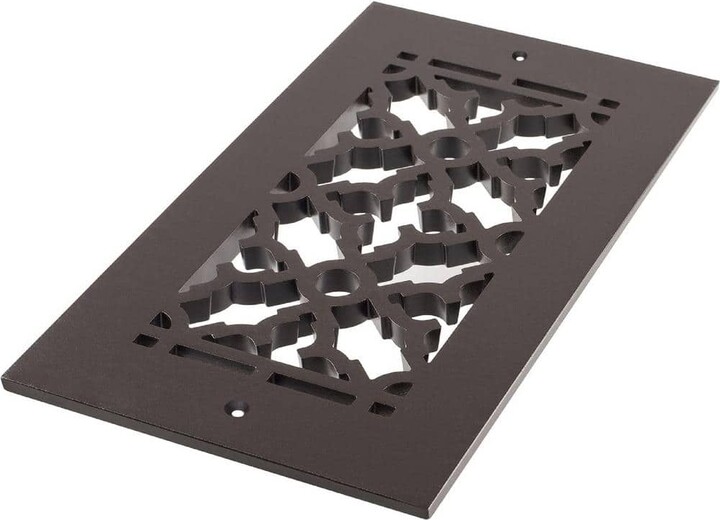 Reggio Registers Scroll Series 4 in. x 12 in. Aluminum Grille, Oil Rubbed Bronze with Mounting Holes