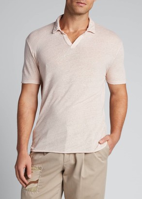 Officine Generale Men's Garment-Dyed Linen Polo Shirt