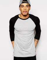 Thumbnail for your product : ASOS 3/4 Sleeve T-Shirt With Contrast Raglan Sleeves