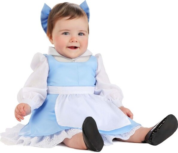 HalloweenCostumes.com9/12moGirlInfantBelleCostumeDressforBabyGirls,Underdress,Apron,andHairBow,White/Blue