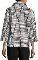 Thumbnail for your product : Caroline Rose Petite Lines & Vines Zip Jacket, Black/White