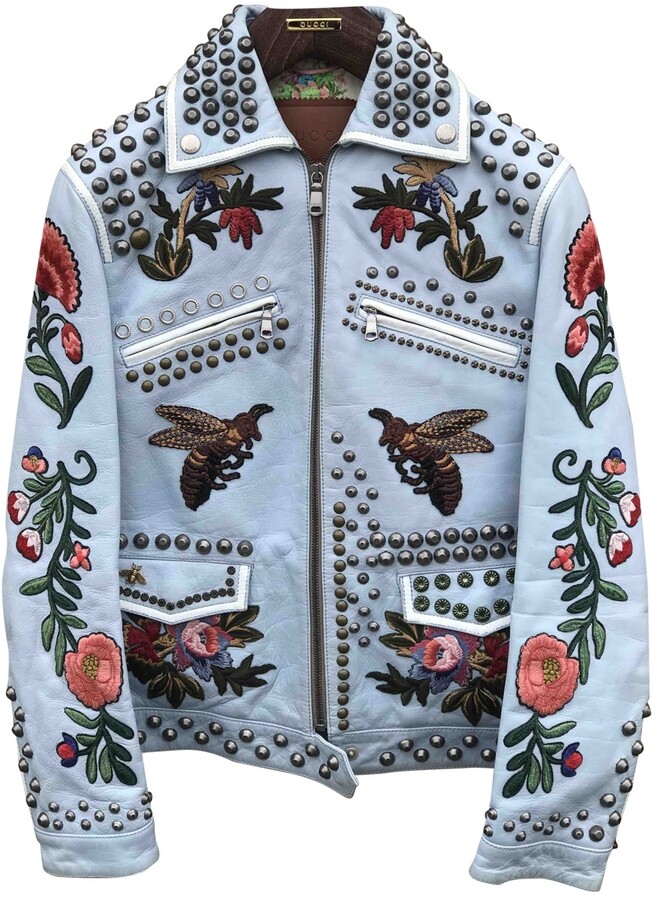 gucci blue leather jacket