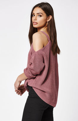 La Hearts Chunky Cold Shoulder Pullover Sweater