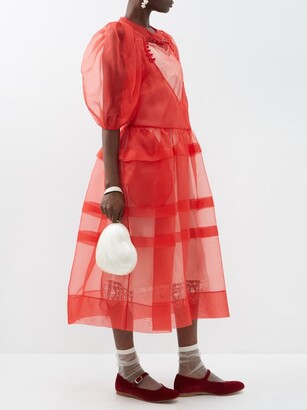 Simone Rocha Beaded Heart-insert Silk-organza Midi Dress
