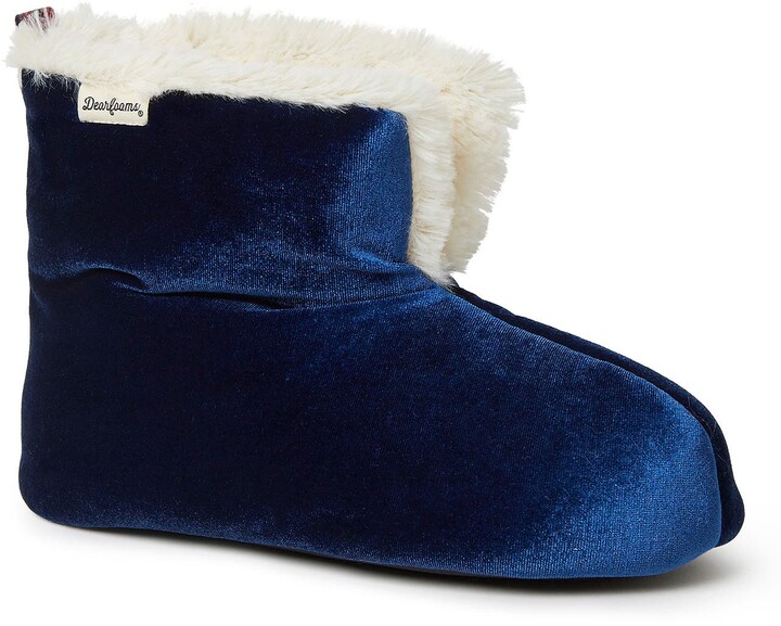 WOMENS EX STORE NAVY FAUX FUR LINED SLIP ON BOOTIE SLIPPERS LADIES UNISEX UK 4-9 