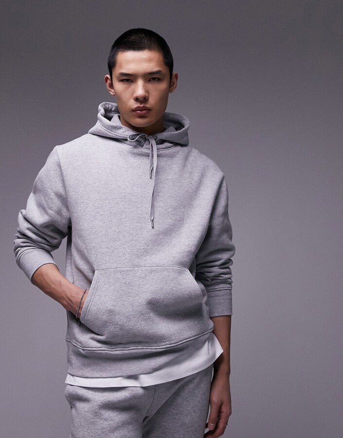 Topman classic hoodie in gray heather - ShopStyle