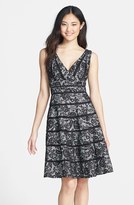 Thumbnail for your product : JS Collections Stripe Bonded Lace Fit & Flare Dress
