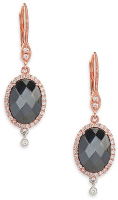 Meira T Hematite, Diamond & 14K Rose Gold Drop Earrings