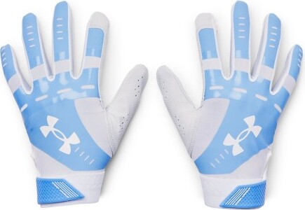 Women's Under Armour Radar Adult Softball Batting Gloves Small White/Carolina Blue