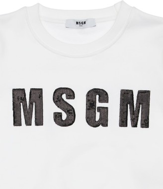 MSGM Sequined Logo Cotton Sweatshirt