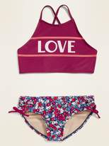 Thumbnail for your product : Old Navy Graphic High-Neck Strappy-Back Bikini for Girls